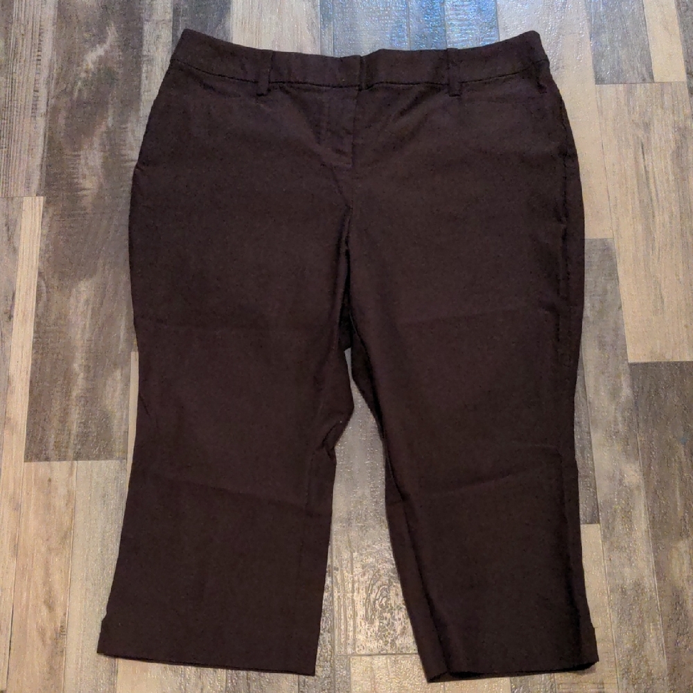 Lane Bryant Brown Straight Leg Crop Trousers with Comfort Waist - 16P